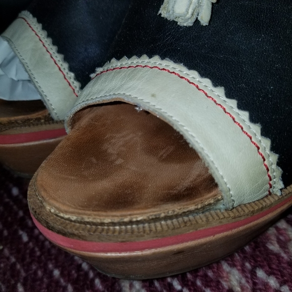 Rare 1950s Wooden Block Platform Heels Hushpuppy sz 10 - Picture 13 of 13